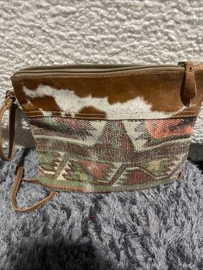 Myra Bag Brown & Multi Cowhide Woven Crossbody